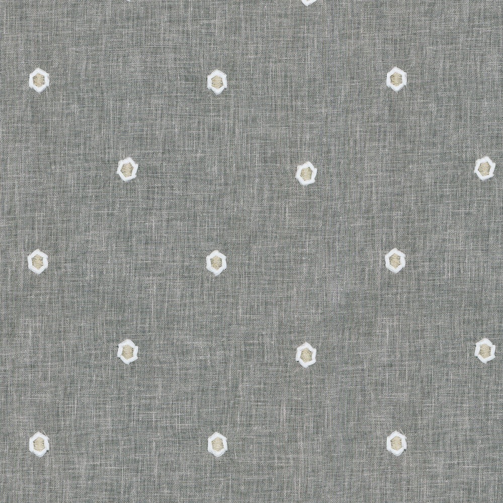 Lania Emb Fog 250381 by ED Ellen DeGeneres Designer Fabric - BASE:65%Cotton 35%Polyester EMBROID:56%Cotton 44%Metallic India Horizontal: 4.625 and Vertical: 4.5 55" Base 52"Emb - Swanky Fabrics -