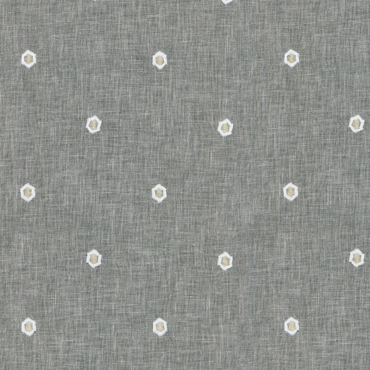 Lania Emb Fog 250381 by ED Ellen DeGeneres Designer Fabric - BASE:65%Cotton 35%Polyester EMBROID:56%Cotton 44%Metallic INDIA Horizontal: 4.625 and Vertical: 4.5 55 - Swanky Fabrics -