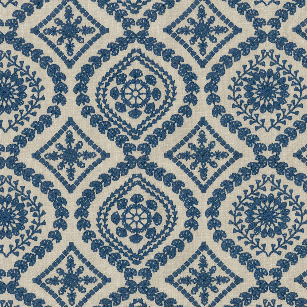 Alaro Embroidery Denim 250630 by ED Ellen DeGeneres Designer Fabric - 50%Polyester 50%Cotton Embroid:100%Rayon India 30000 Horizontal: 6 and Vertical: 13 54 - Swanky Fabrics -