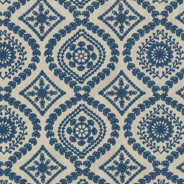 Alaro Embroidery Denim 250630 by ED Ellen DeGeneres Designer Fabric - 50%Polyester 50%Cotton Embroid:100%Rayon India 30000 Horizontal: 6 and Vertical: 13 54 - Swanky Fabrics -