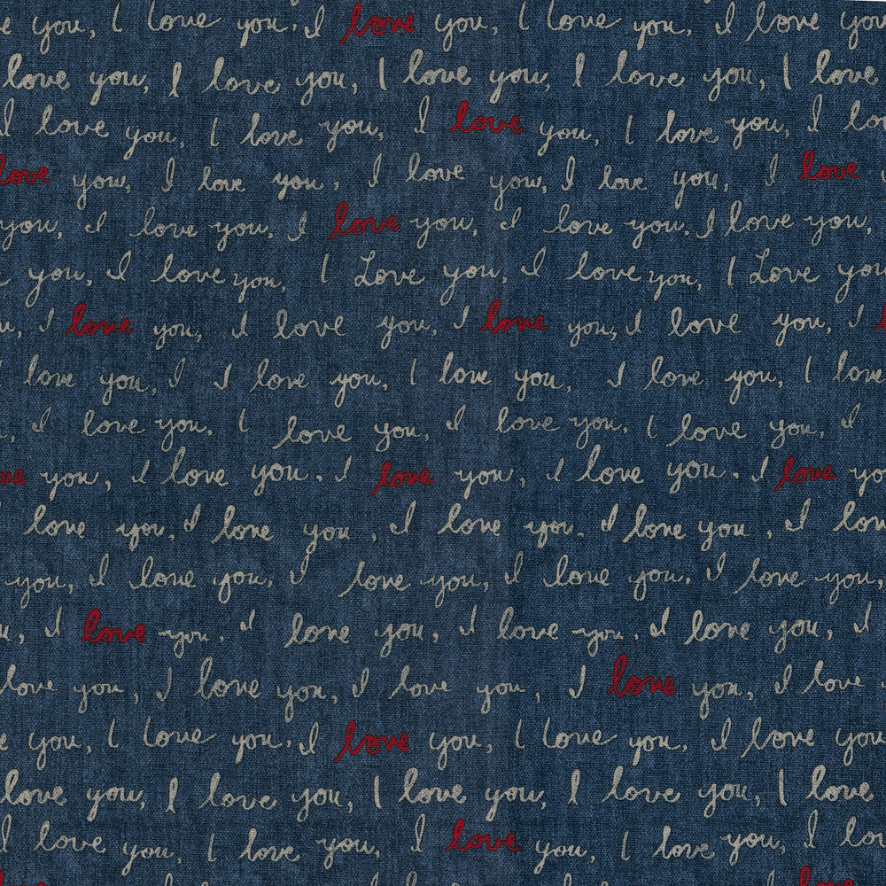 I Love You Denim 250720 by ED Ellen DeGeneres Designer Fabric - 100%Cotton PAKISTAN 51000 Horizontal: 13.5 and Vertical: 12.6 54 - Swanky Fabrics -
