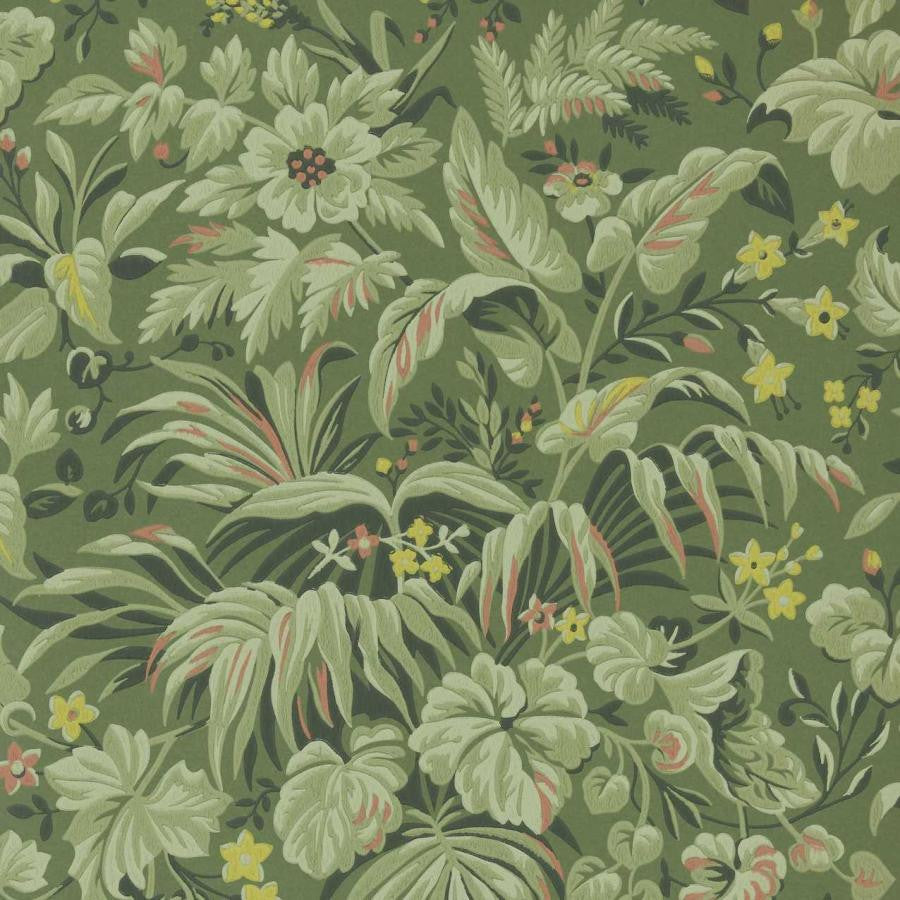 Palmette (Wp) # 01 Forest by 1838 Wallcoverings Designer Wallpaper V&A Decorative Papers Iii HALF DROP PASTE THE WALL UNITED KINGDOM V-12.75" H-25.5" 20.5"X11YD - Swanky Fabrics -