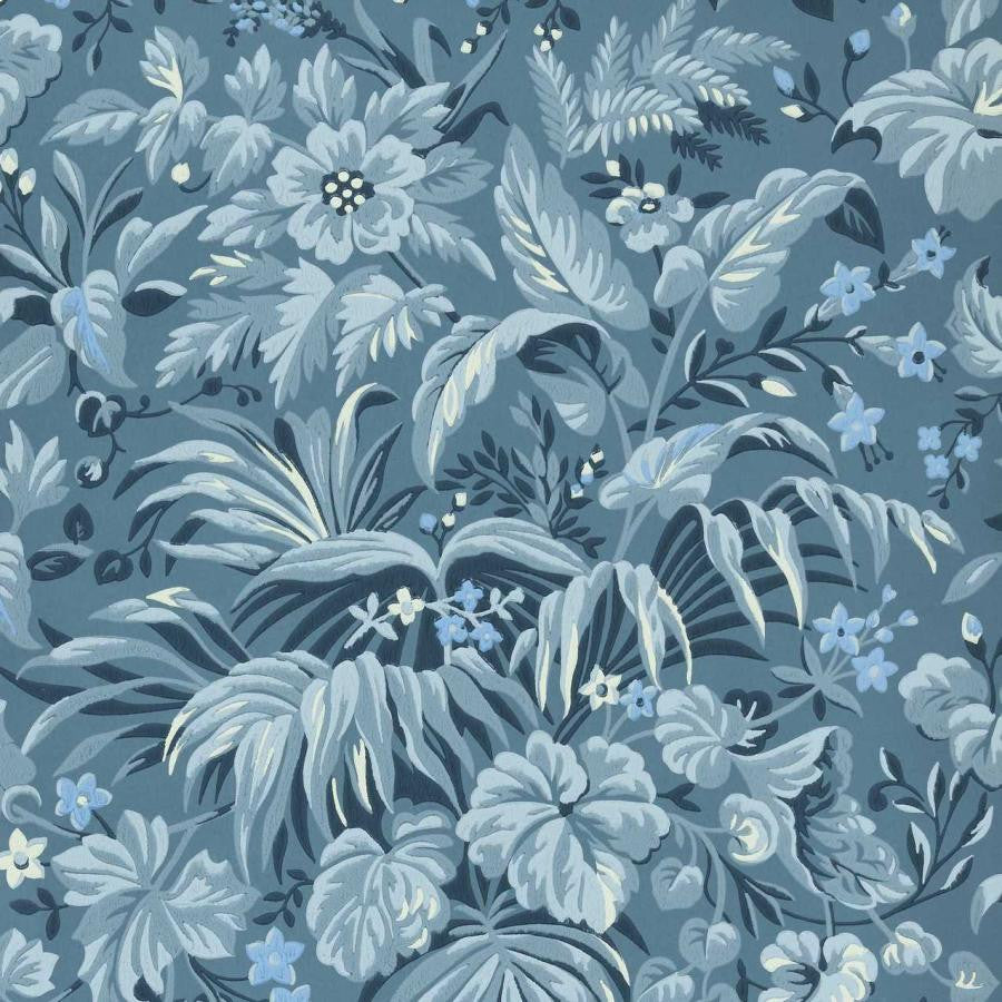Palmette (Wp) # 02 Blue Hue by 1838 Wallcoverings Designer Wallpaper V&A Decorative Papers Iii HALF DROP PASTE THE WALL UNITED KINGDOM V-12.75" H-25.5" 20.5"X11YD - Swanky Fabrics -