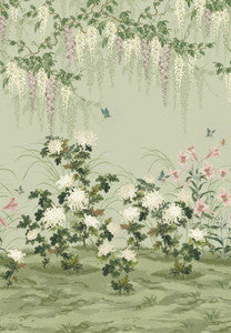 Wisteria Bloom (Wp) # 03 Pistachio by 1838 Wallcoverings Designer Wallpaper