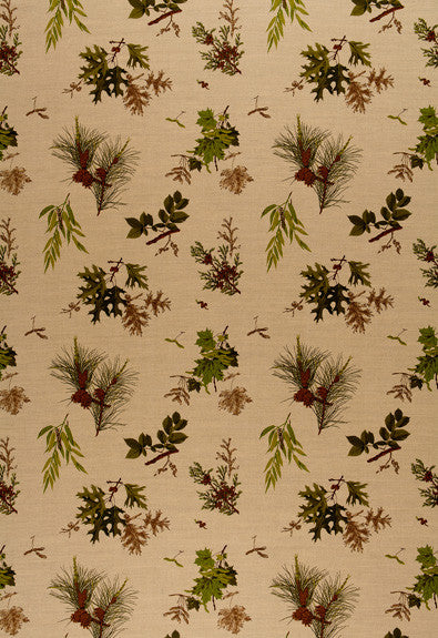 Woodlands Pine Lichen On Natural 2602880 by Schumacher Designer Fabric Classic-Prints 59% Linen, 41% Cotton - Horizontal: 26.75 and Vertical: 24.25 54 - Swanky Fabrics -