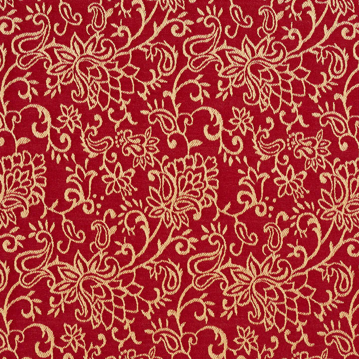 2607 Crimson/Garden by Charlotte Designer Fabric Uptown Jacquards VI 100% Woven Polyester Asia Exceeds 70,000 Wyzenbeek Rubs (Heavy Duty) Horizontal: 6" x Vertical: 7" 54 Inches - Swanky Fabrics -