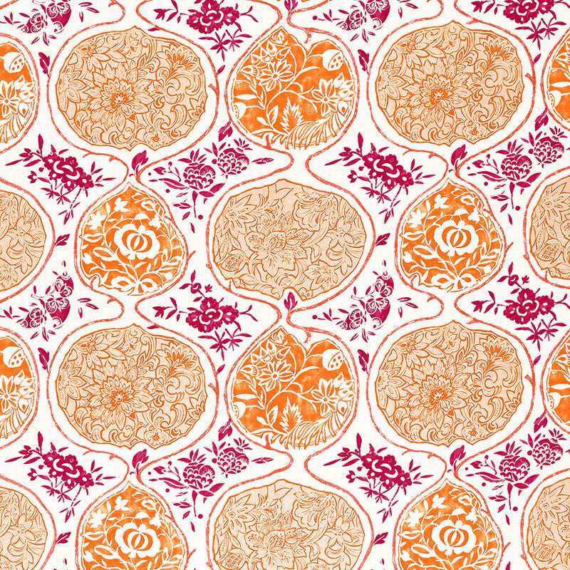 Katsugi Tangerine & Berry 2620936 by Schumacher Fabric Schumacher Fabric Katsugi Tangerine & Berry 2620936Fabric LINEN 55% BELGIUM </p><p>Repeat: H: HORZ. 27" (69CM) , V: VERT. 25" (64CM) 54 - Fabric Carolina -