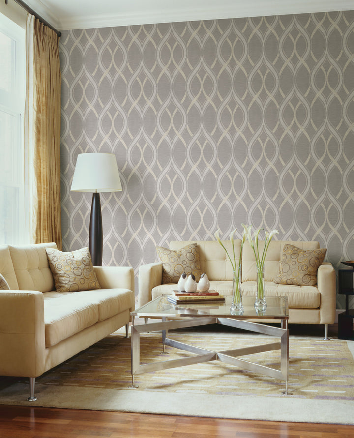 Frequency Grey Ogee Wallpaper by A-Street Prints Designer