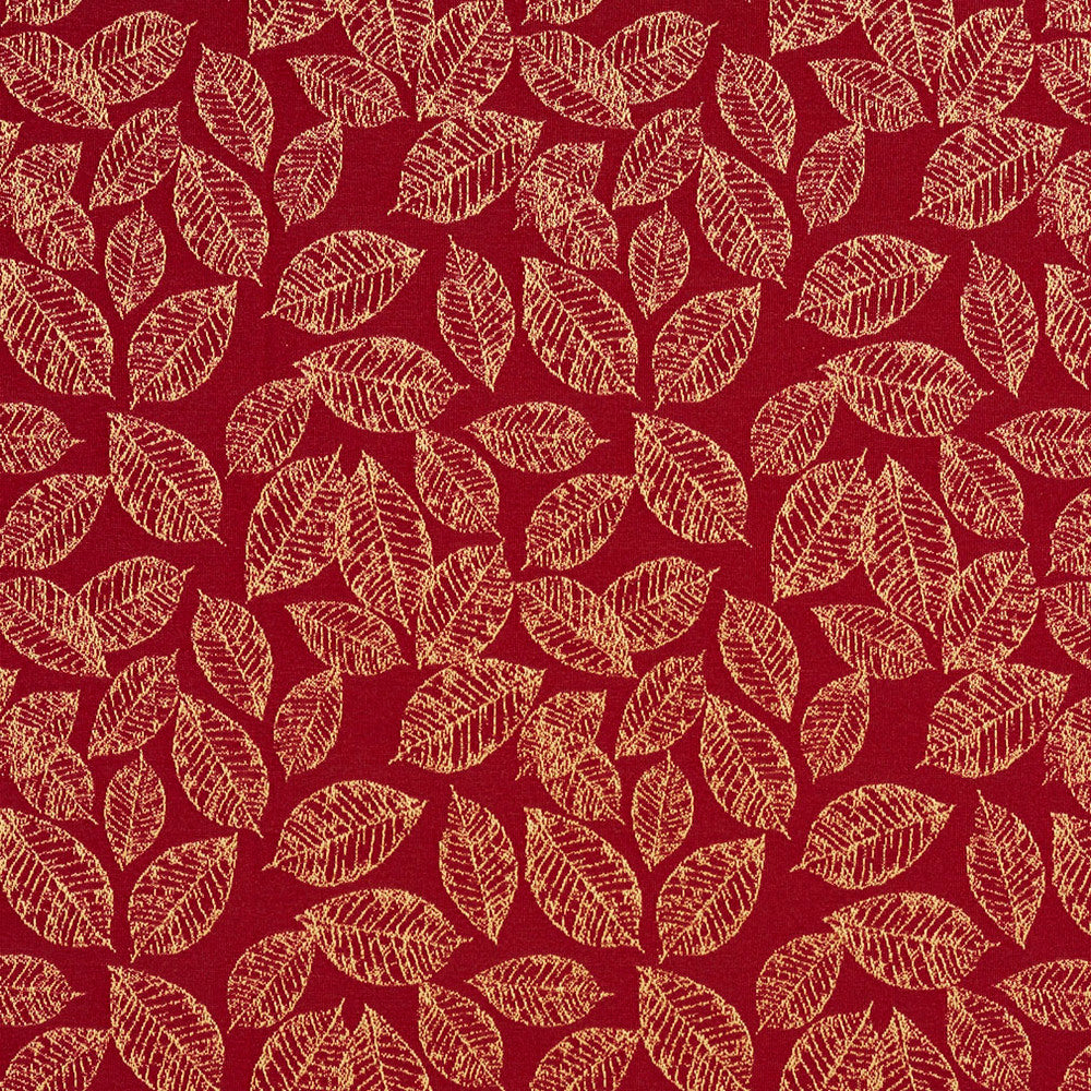 2625 Crimson/Leaf by Charlotte Designer Fabric Uptown Jacquards VI 100% Woven Polyester Asia Exceeds 70,000 Wyzenbeek Rubs (Heavy Duty) Horizontal: 7" x Vertical: 7.5" 54 Inches - Swanky Fabrics -