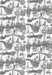 Views Of Paris Black On White 2628830 by Schumacher Designer Fabric