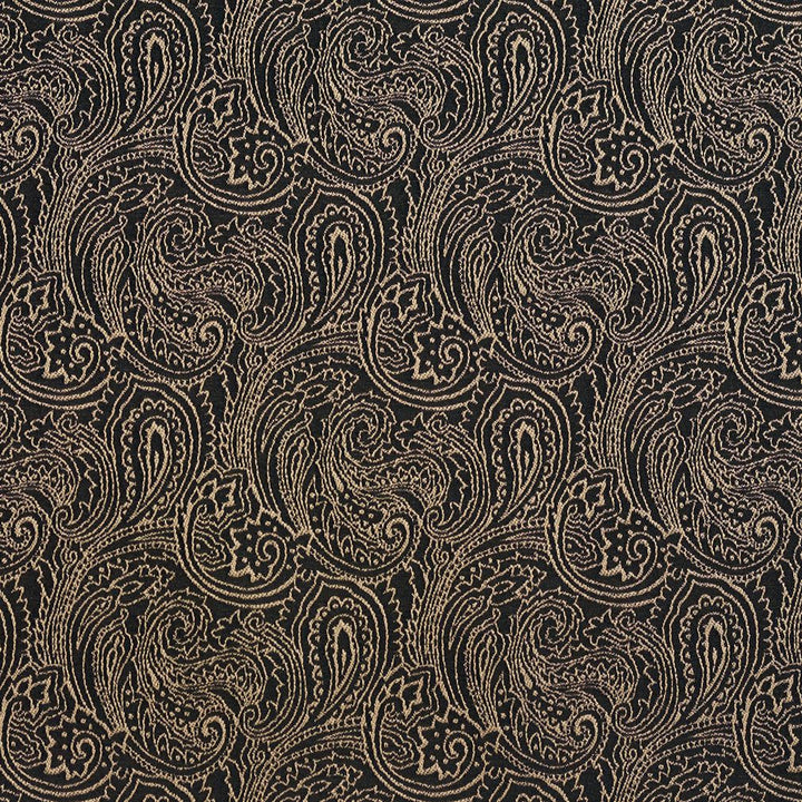 2633 Onyx/Paisley by Charlotte Designer Fabric Uptown Jacquards VI 100% Woven Polyester Asia Exceeds 70,000 Wyzenbeek Rubs (Heavy Duty) Horizontal: 6.75 " x Vertical: 7.5" 54 Inches - Swanky Fabrics -