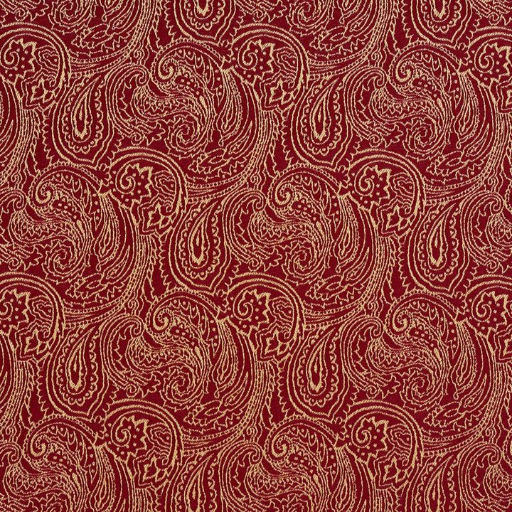 2634 Crimson/Paisley by Charlotte Designer Fabric Uptown Jacquards VI 100% Woven Polyester Asia Exceeds 70,000 Wyzenbeek Rubs (Heavy Duty) Horizontal: 6.75 " x Vertical: 7.5" 54 Inches - Swanky Fabrics -