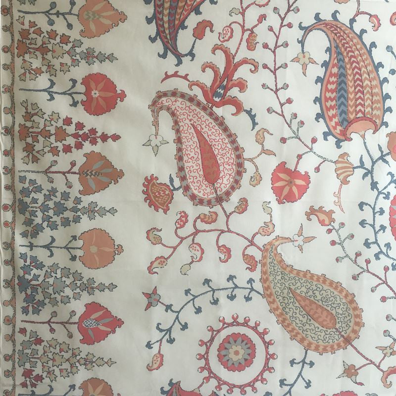 Lakai Printed Embroidery Ivory 2643360 by Schumacher Designer Fabric Classic-Prints 100% Cotton - Horizontal: 55.5 and Vertical: 28.75 55.5 - Swanky Fabrics -