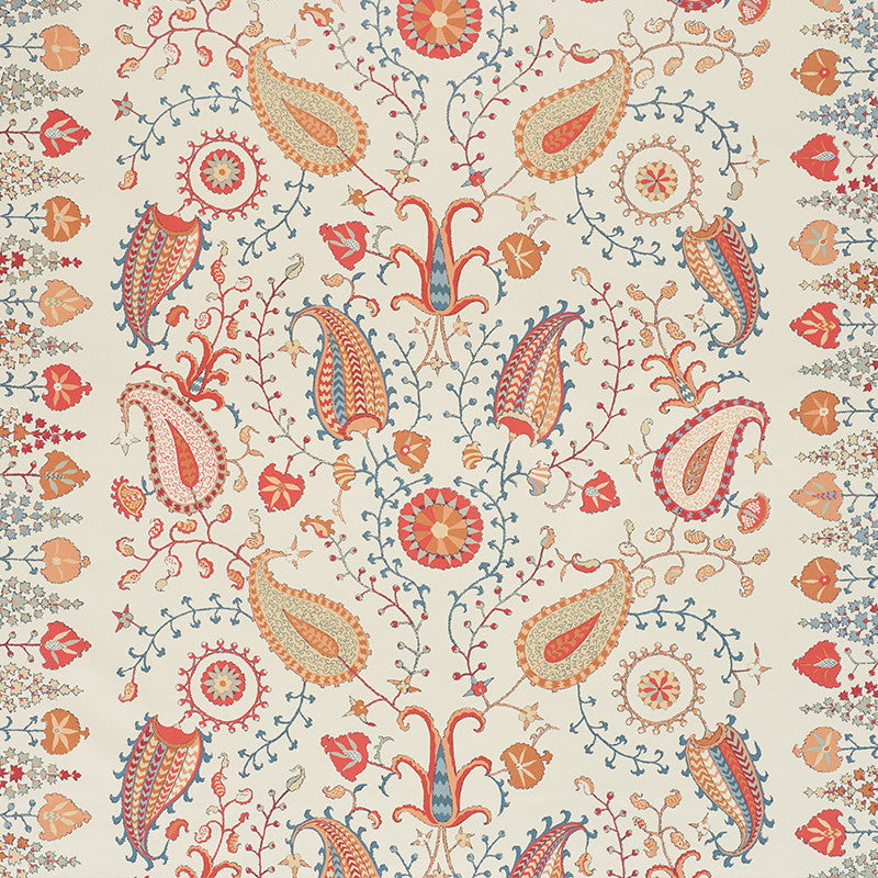 Lakai Printed Embroidery Ivory 2643360 by Schumacher Designer Fabric DW-SPRING 2004 COLLECTION COTTON 100% FRANCE </p><p>Repeat: Horizontal: 55 1/2" (141CM) and Vertical: 28 3/4" (73CM) 55.5 - Swanky Fabrics -