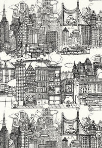 New York New York Black And White 2643410 by Schumacher Designer Fabric