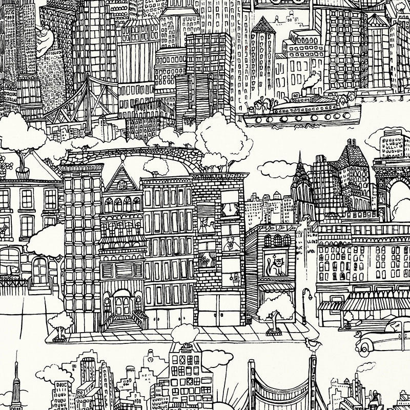 New York New York Black And White 2643410 by Schumacher Designer Fabric DW-SPRING 2004 COLLECTION See Sample UNITED STATES OF AMERICA MEDIUM DUTY </p><p>Repeat: Horizontal: 27" (69CM) and Vertical: 25" (64CM) 54" WIDE (137CM) - Swanky Fabrics -