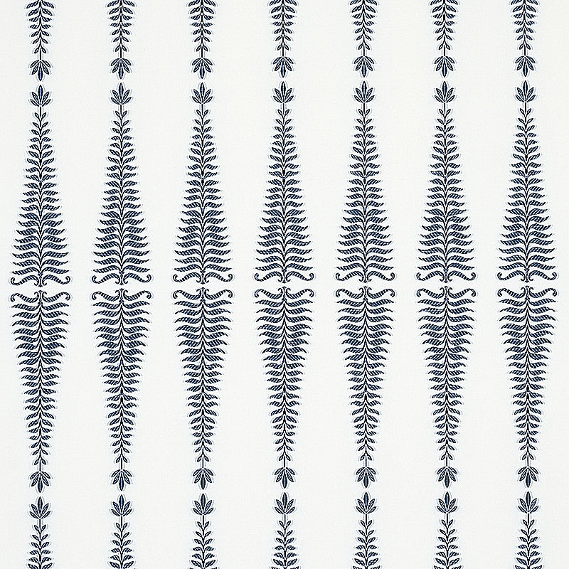 Fern Tree Navy & White 2643882 by Schumacher Designer Fabric RHAPSODY IN BLUE COTTON 80% VISCOSE 20% ITALY </p><p>Repeat: Horizontal: 3 1/2" (9CM) and Vertical: 18 2/3" (48CM) 55.125 - Swanky Fabrics -