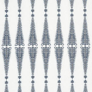 Fern Tree Navy & White 2643882 by Schumacher Designer Fabric