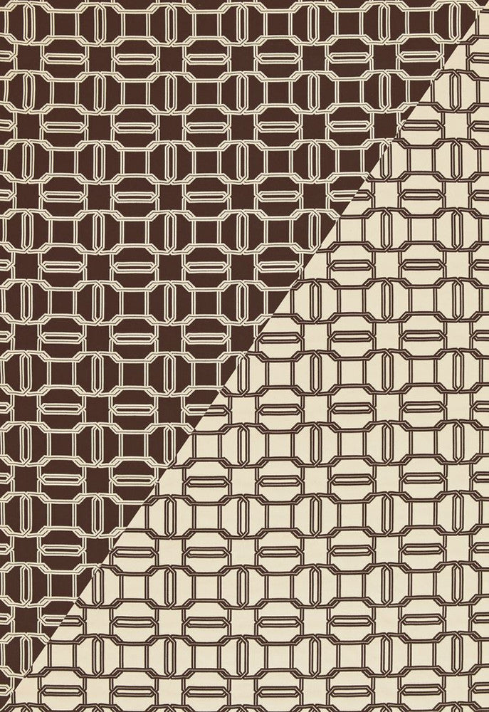 Emerald Cut Mink & Ivory 2643901 by Schumacher Designer Fabric Tessera 100% Cotton - Horizontal: 4.5 and Vertical: 4.5 54 - Swanky Fabrics -