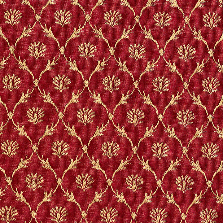 2643 Crimson/Trellis by Charlotte Designer Fabric Uptown Jacquards VI 100% Woven Polyester Asia Exceeds 70,000 Wyzenbeek Rubs (Heavy Duty) Horizontal: 1.5" x Vertical: 1.5" 54 Inches - Swanky Fabrics -
