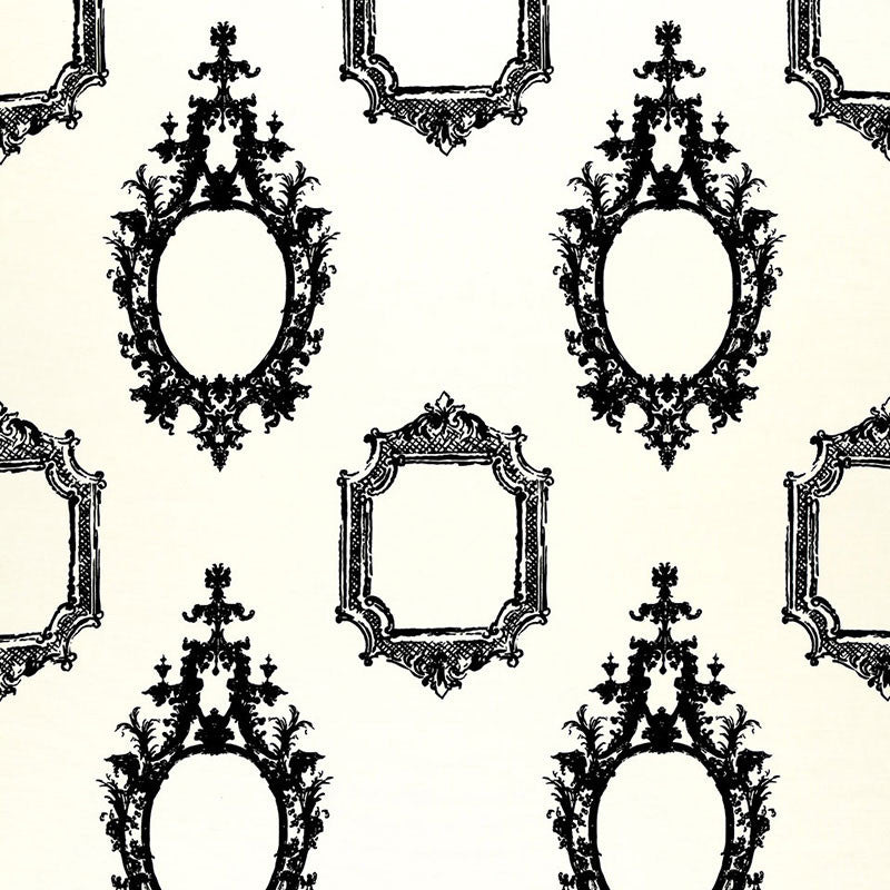 Go Baroque Ebony On Ivory 2644250 by Schumacher Designer Fabric DW-SPRING 2006 PRINTS See Sample UNITED STATES OF AMERICA NOT APPLICABLE </p><p>Repeat: Horizontal: 27" (69CM) and Vertical: 32" (81CM) 54" WIDE (137CM) - Swanky Fabrics -