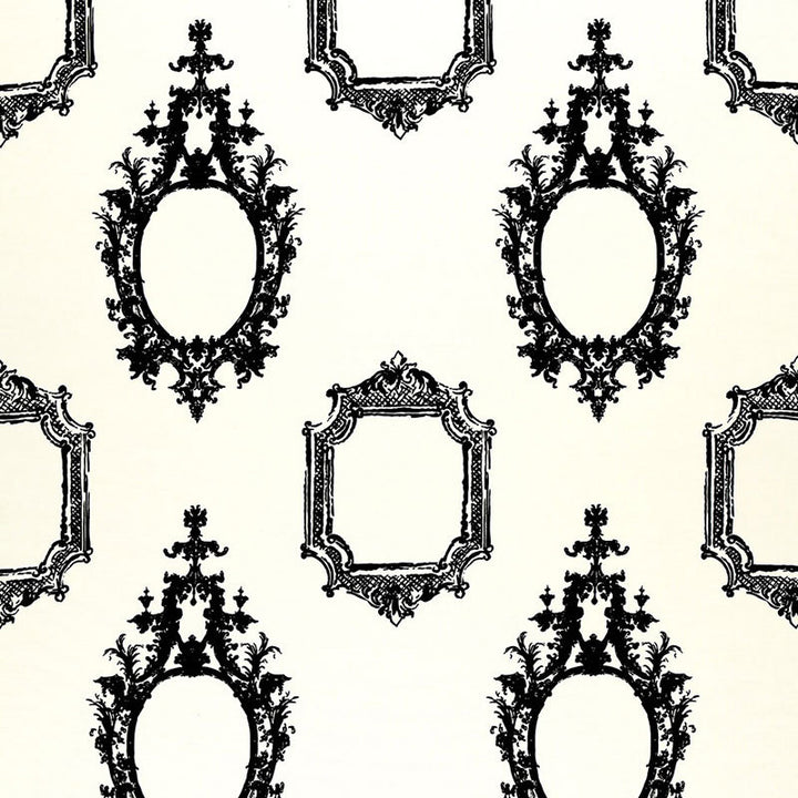 Go Baroque Ebony On Ivory 2644250 by Schumacher Designer Fabric DW-SPRING 2006 PRINTS See Sample UNITED STATES OF AMERICA NOT APPLICABLE </p><p>Repeat: Horizontal: 27" (69CM) and Vertical: 32" (81CM) 54" WIDE (137CM) - Swanky Fabrics -
