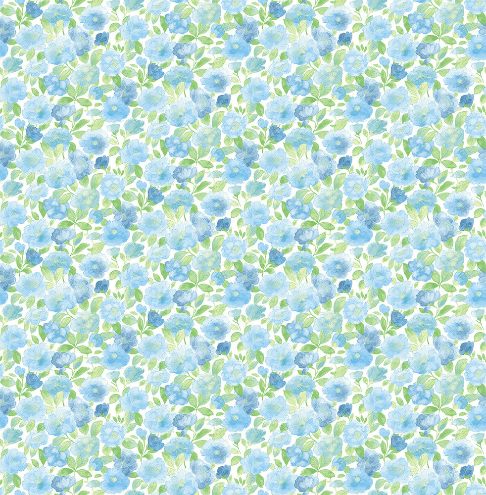 Elsie Sky Blue Floral Wallpaper by A-Street Prints Designer Ami Covers about 56.4 square feet 20.5-in by 33-ft long roll Unpasted 10.4 - Swanky Fabrics -