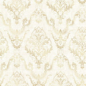 Wiley Cream Lace Damask Wallpaper by Decorline Designer