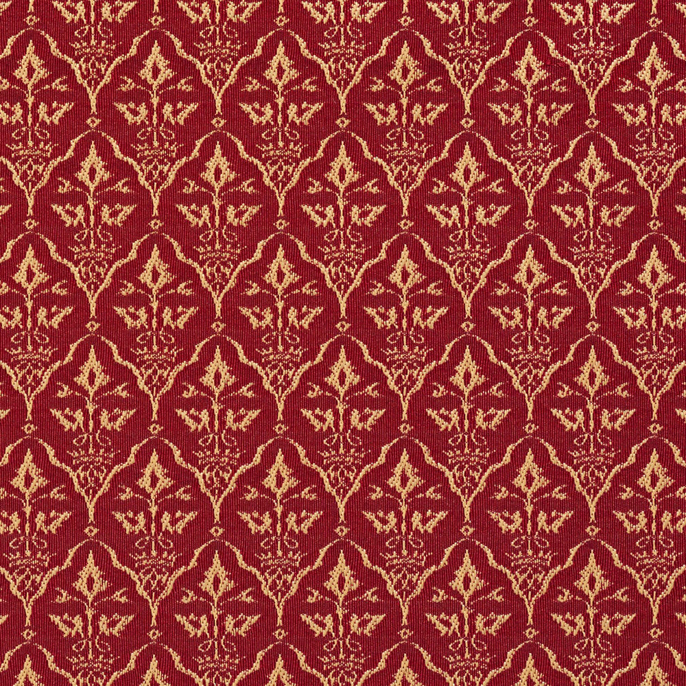 2670 Crimson/Cameo by Charlotte Designer Fabric Uptown Jacquards VI 100% Woven Polyester Asia Exceeds 90,000 Wyzenbeek Rubs (Heavy Duty) </p><p>Repeat: Horizontal: 1.5" x Vertical: 2.75" 54 Inches - Swanky Fabrics -