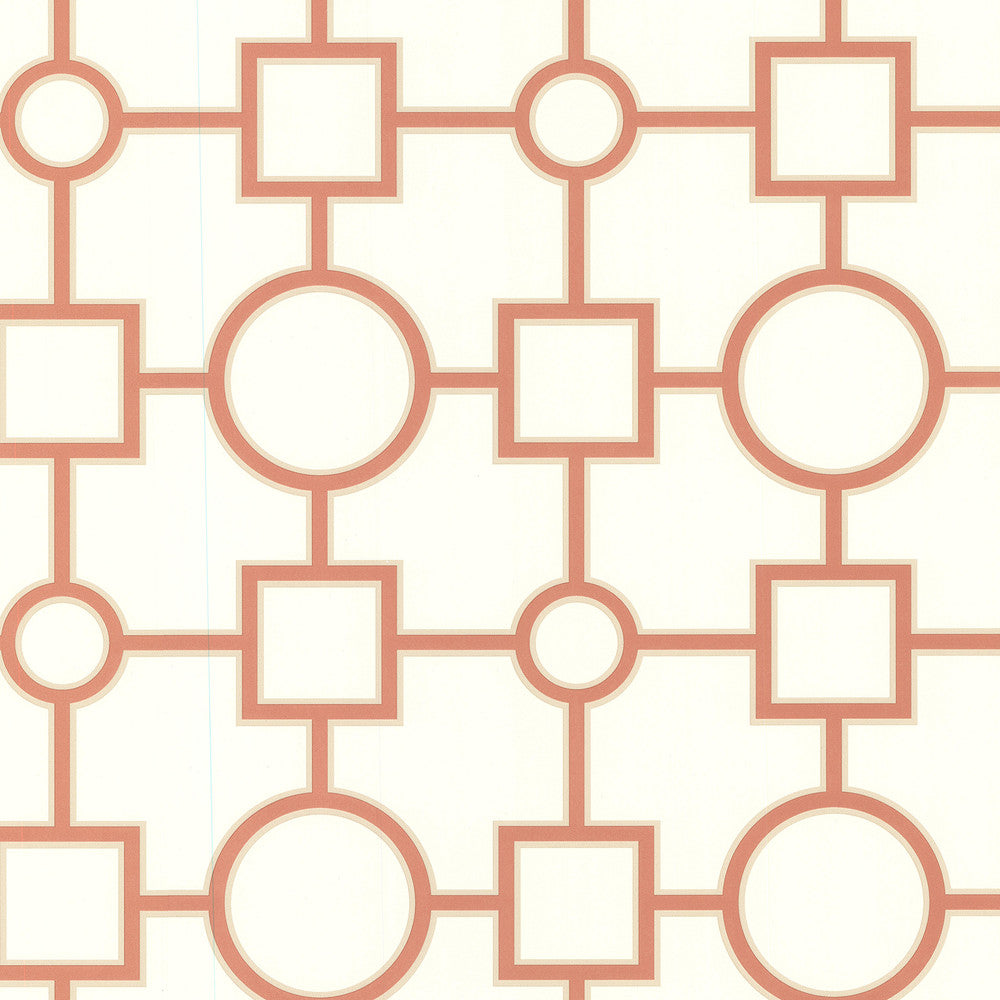 Geometric Burnt Sienna Geovine Wallpaper by Brewster Designer Kitchen, Bed, & Bath IV Covers about 56.4 square feet 20.5-in by 33-ft long roll Unpasted 10.5 - Swanky Fabrics -