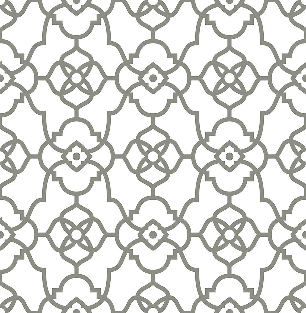 Atrium Grey Trellis Wallpaper by A-Street Prints Designer Mirabelle Covers about 56.4 square feet 20.5-in by 33-ft long roll Unpasted 10.5 - Swanky Fabrics -