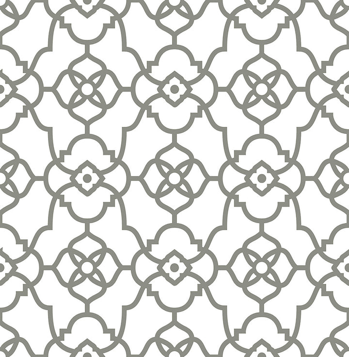 Atrium Grey Trellis Wallpaper by A-Street Prints Designer Mirabelle Covers about 56.4 square feet 20.5-in by 33-ft long roll Unpasted 10.5 - Swanky Fabrics -