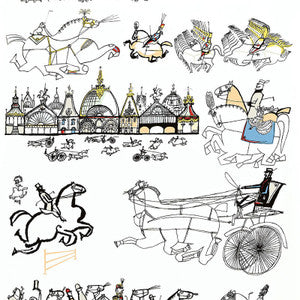 Horses Multi On White 2703960 by Schumacher Designer Wallcovering