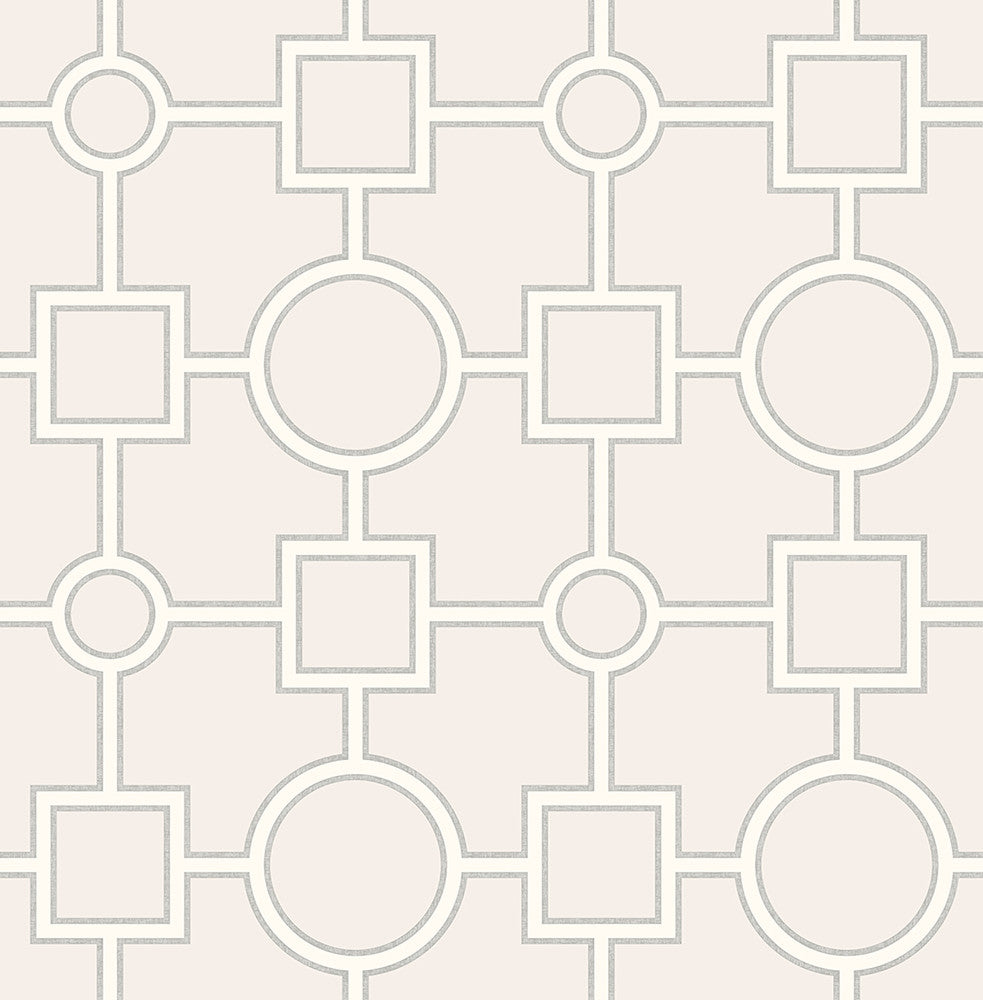 Matrix Light Grey Geometric Wallpaper by Brewster Designer For Your Bath III Covers about 56.4 square feet 20.5-in by 33-ft long roll Unpasted 10.43 - Swanky Fabrics -