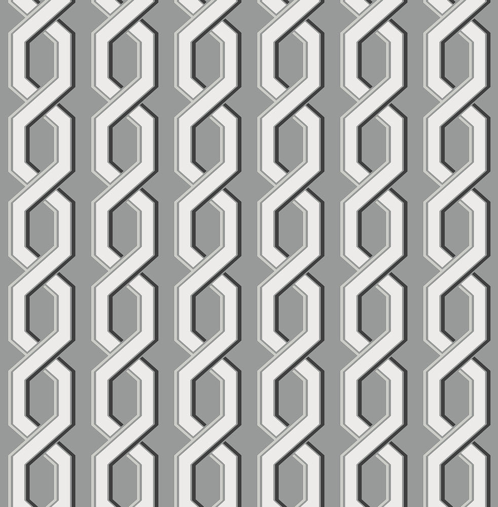 Twist Black Geometric Wallpaper by Brewster Designer For Your Bath III Covers about 56.4 square feet 20.5-in by 33-ft long roll Unpasted 3.5 - Swanky Fabrics -