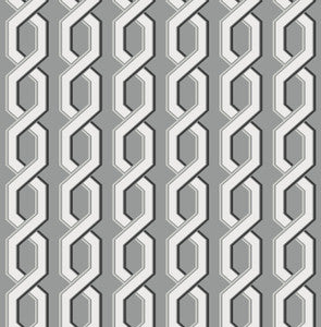 Twist Black Geometric Wallpaper by Brewster Designer