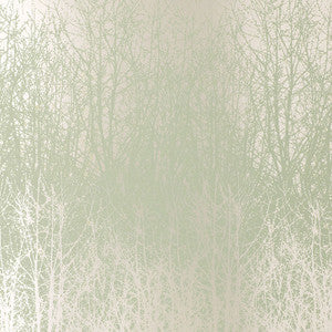 Birches Aqua/Silver 2707241 by Schumacher Designer Wallcovering