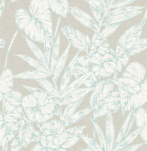 Fiji Turquoise Floral Wallpaper by A-Street Prints Designer