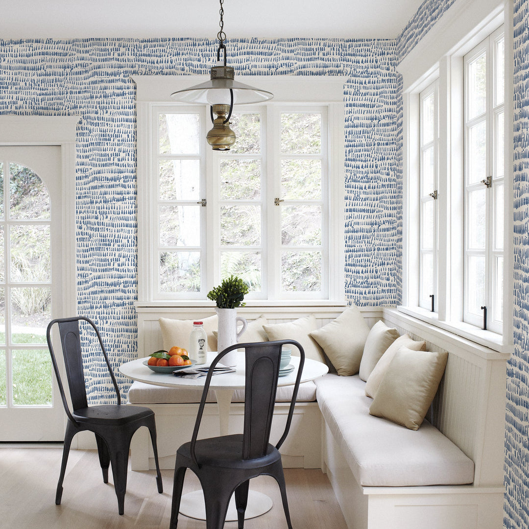 Runes Blue Brushstrokes Wallpaper by A-Street Prints Designer