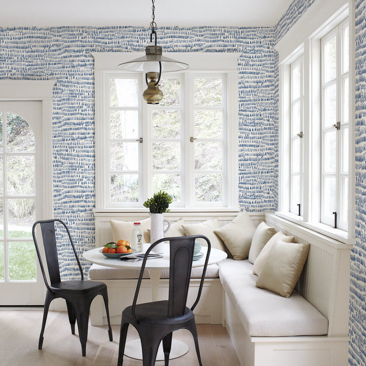 Runes Blue Brushstrokes Wallpaper by A-Street Prints Designer