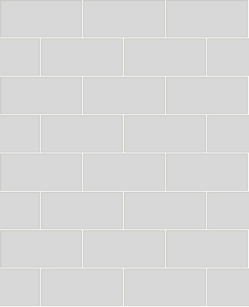 Parkway Light Grey Subway Tile Wallpaper by Brewster Designer Kitchen & Bath Essentials Covers about 56.4 square feet 20.5-in by 33-ft long roll Unpasted 6.3 - Swanky Fabrics -