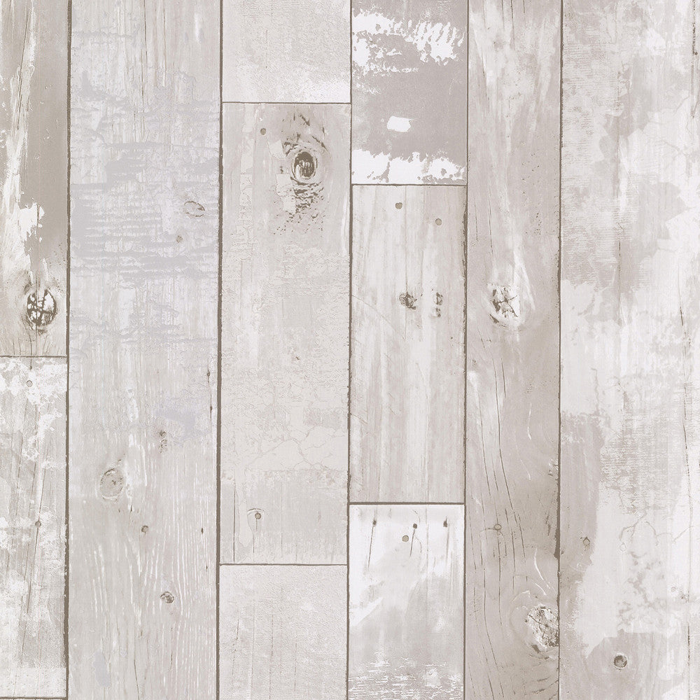 Harbored Light Grey Distressed Wood Panel Wallpaper by Brewster Designer Techniques & Finishes III Covers about 56.4 square feet 20.5-in by 33-ft long roll Unpasted 21 - Swanky Fabrics -