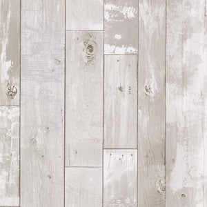 Harbored Light Grey Distressed Wood Panel Wallpaper by Brewster Designer