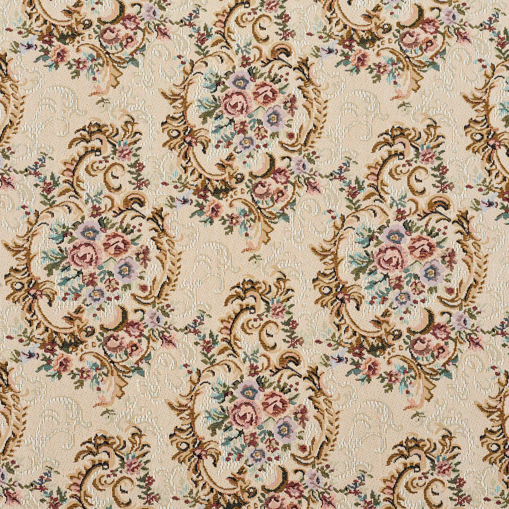 2773 Victoria by Charlotte Designer Fabric Tapestry Treasures III & Ring Book Page #24 39% Olefin, 32% Polyester, 29% Cotton Asia Exceeds 100,000 Wyzenbeek Rubs (Heavy Duty) Horizontal: 13.5" x Vertical: 13.5" 54 Inches - Swanky Fabrics -