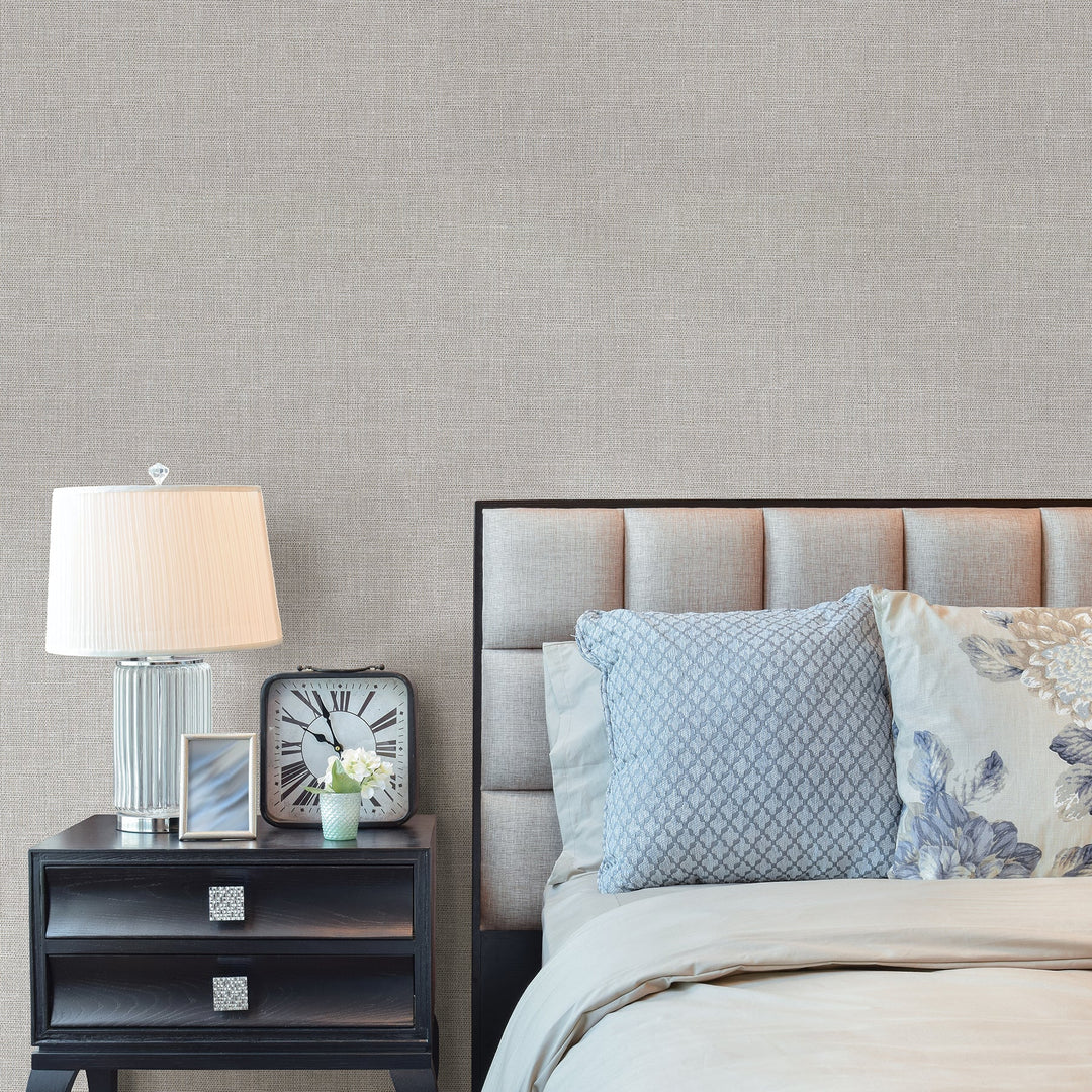 Bohemian Pewter Woven Texture Wallpaper by Warner Designer