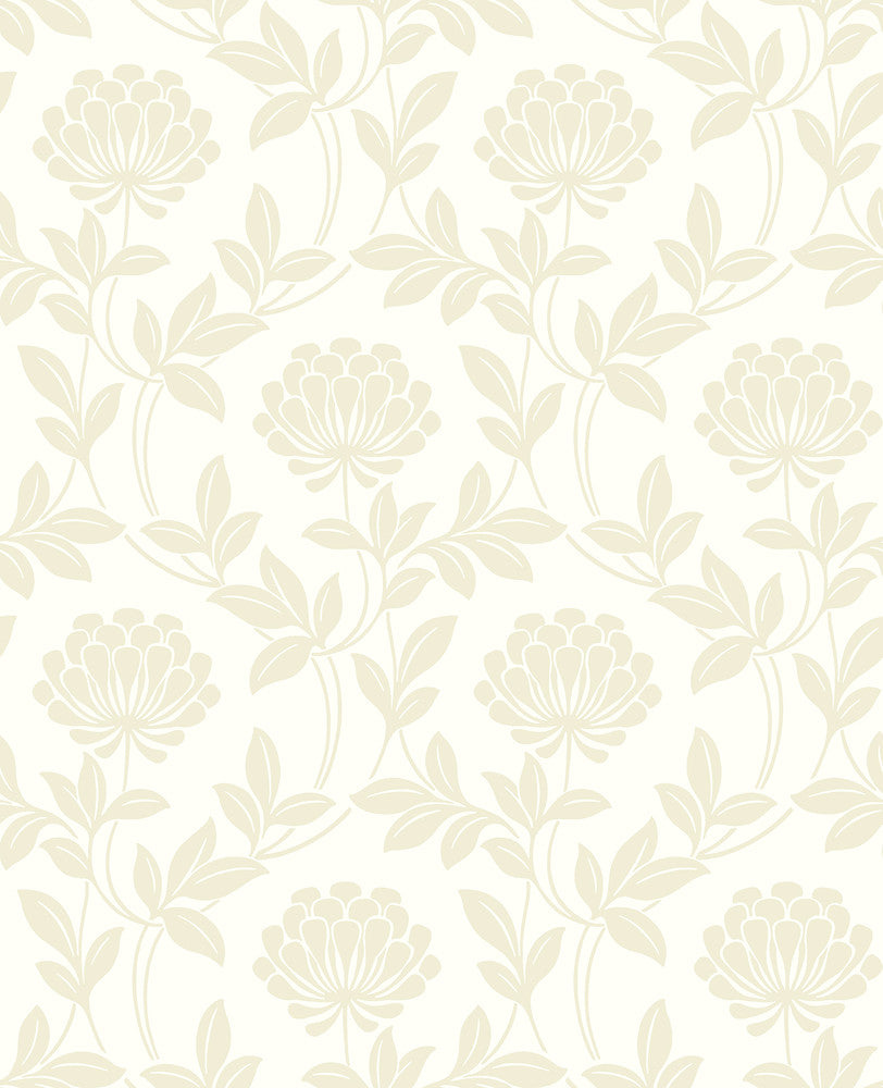 Ogilvy Bone Floral Wallpaper by Advantage Designer Traditional Covers about 56.4 square feet 20.5-in by 33-ft long roll Unpasted 25 - Swanky Fabrics -