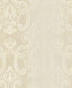 Ariana Gold Striped Damask Wallpaper by Advantage Designer