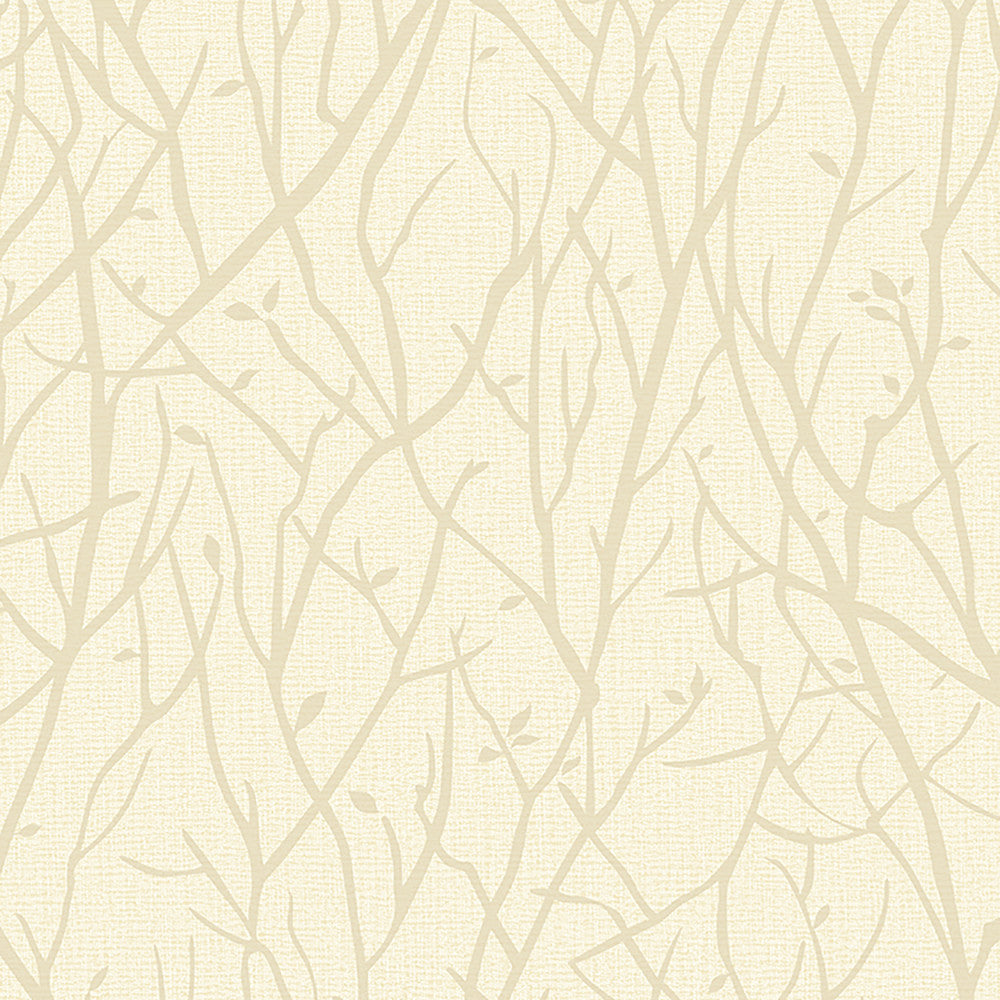Kaden Champagne Branches Wallpaper by Advantage Designer Nature Covers about 57.8 square feet 21-in by 33-ft long roll Unpasted 21 - Swanky Fabrics -