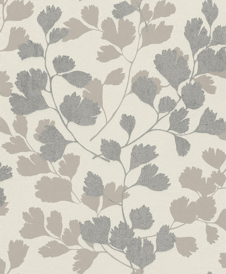 Ripert Silver Leaf Silhouette Wallpaper by Advantage Designer Kitchen Covers about 56.4 square feet 20.5-in by 33-ft long roll Unpasted 12.6 - Swanky Fabrics -