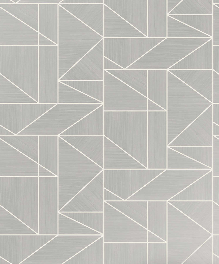 Ina Silver Geometric Wallpaper by Advantage Designer Kitchen Covers about 56.4 square feet 20.5-in by 33-ft long roll Unpasted 12.6 - Swanky Fabrics -
